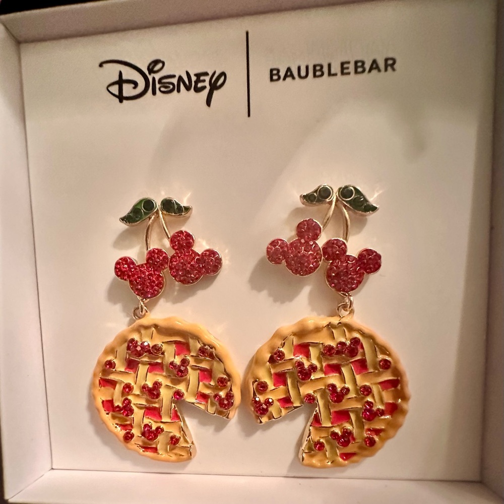New! Disney Baublebar Cherries overtop waffles Earrings - Picture 1 of 7